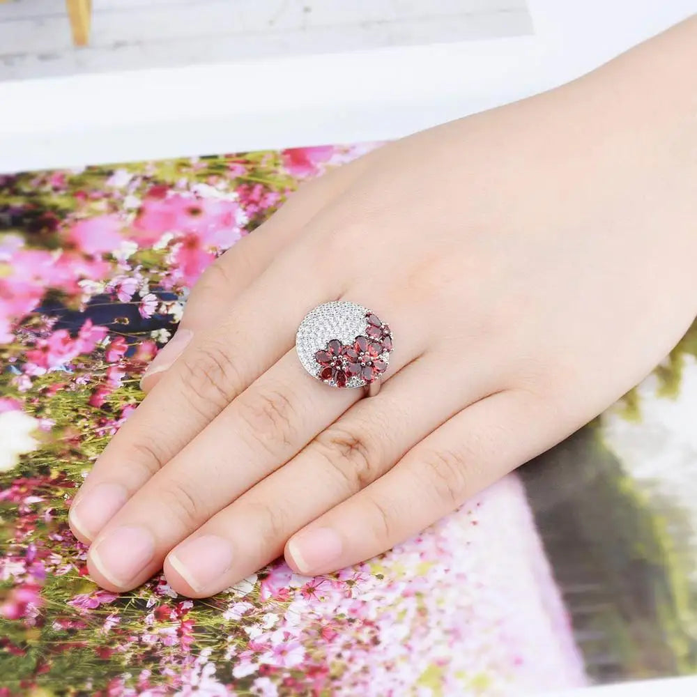 Natural Red Garnet 2.85 Carats 925 Silver Wedding Engagement Unique Special