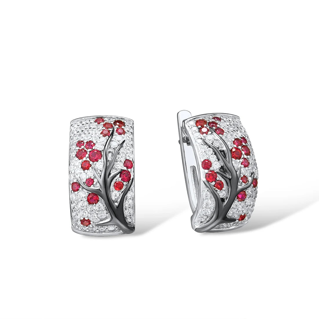 Pure 925 Sterling Silver Pink Green Cherry Sparkling Cubic Zirconia brincos Fashion Jewelry