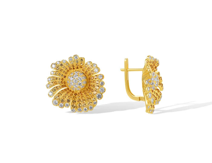 925 Sterling Silver Yellow Luxury Sun Flower