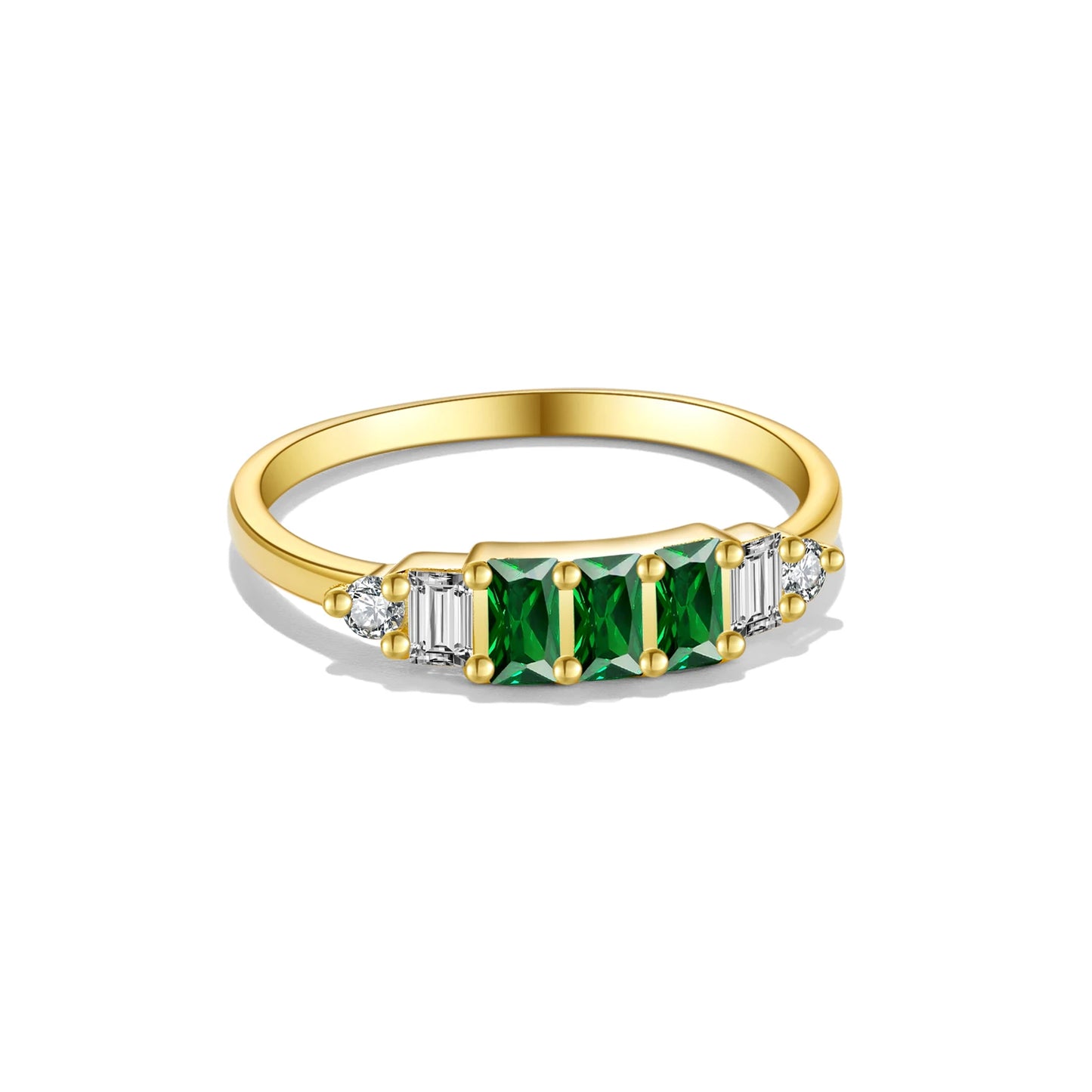 New 925 Sterling Silver Square Green Zircon Ring Jewelry