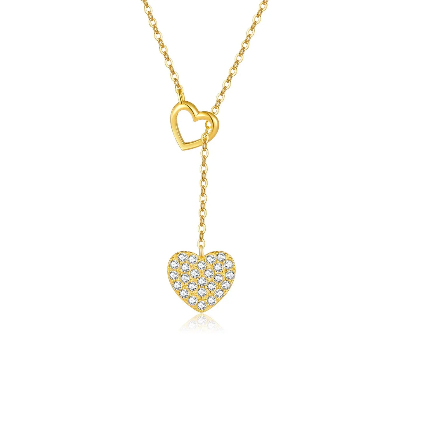925 Sterling Silver Gold Love Heart Pull Heart Luxury Jewelry