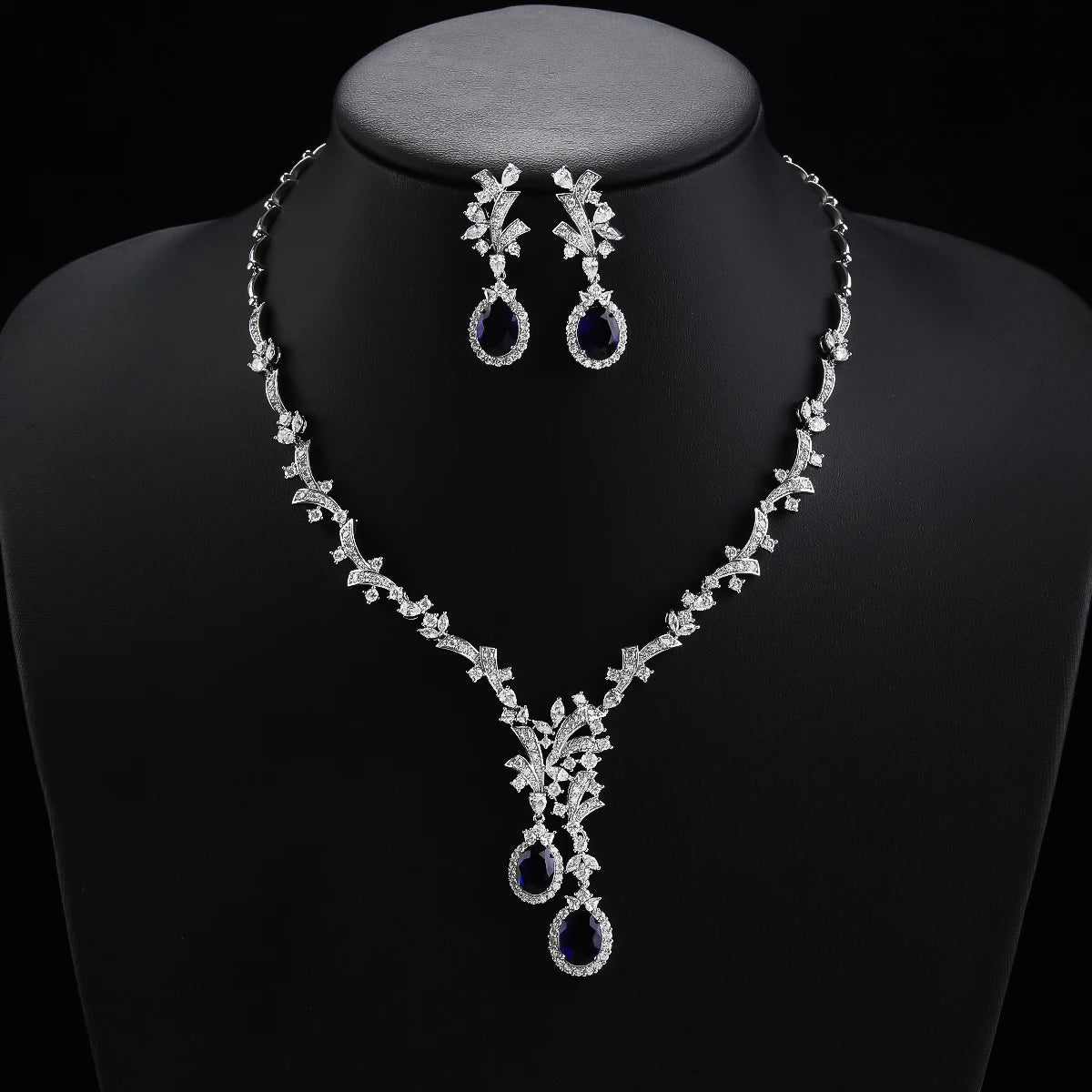 Luxury Set Zirconia Silver Wedding Jewelry Set
