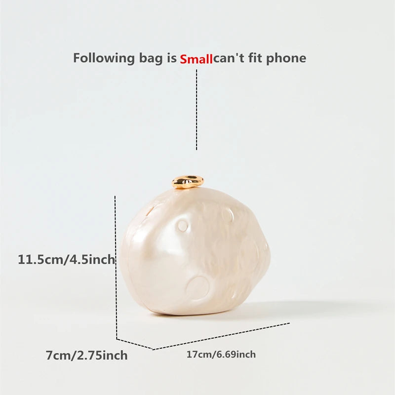 Stone shape bag cute ivory pearl