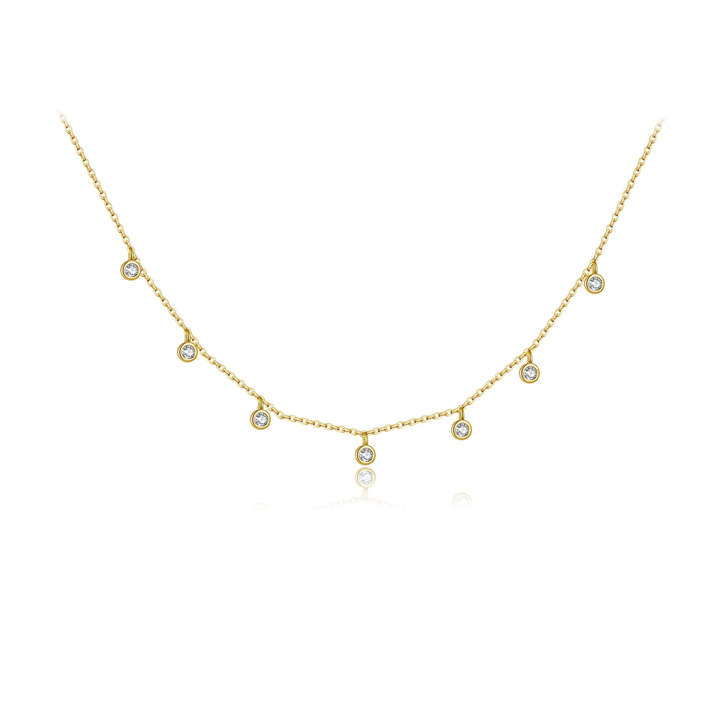 925 Sterling Silver Gold Round Pendant Necklace Luxury Jewelry