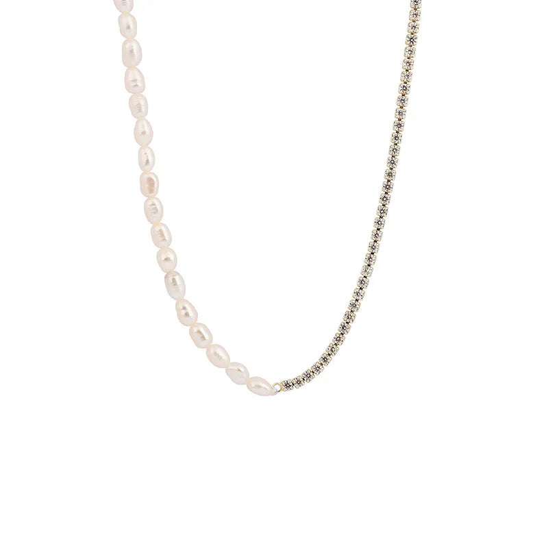 Pearl & Shiny Crystal 14K Gold