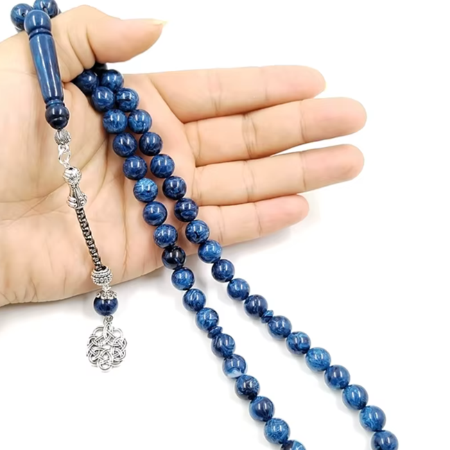 Tasbih blue resin Muslim bracelet  Rosary prayer beads arabic accessories tassel islamic fashion bracelet Misbaha