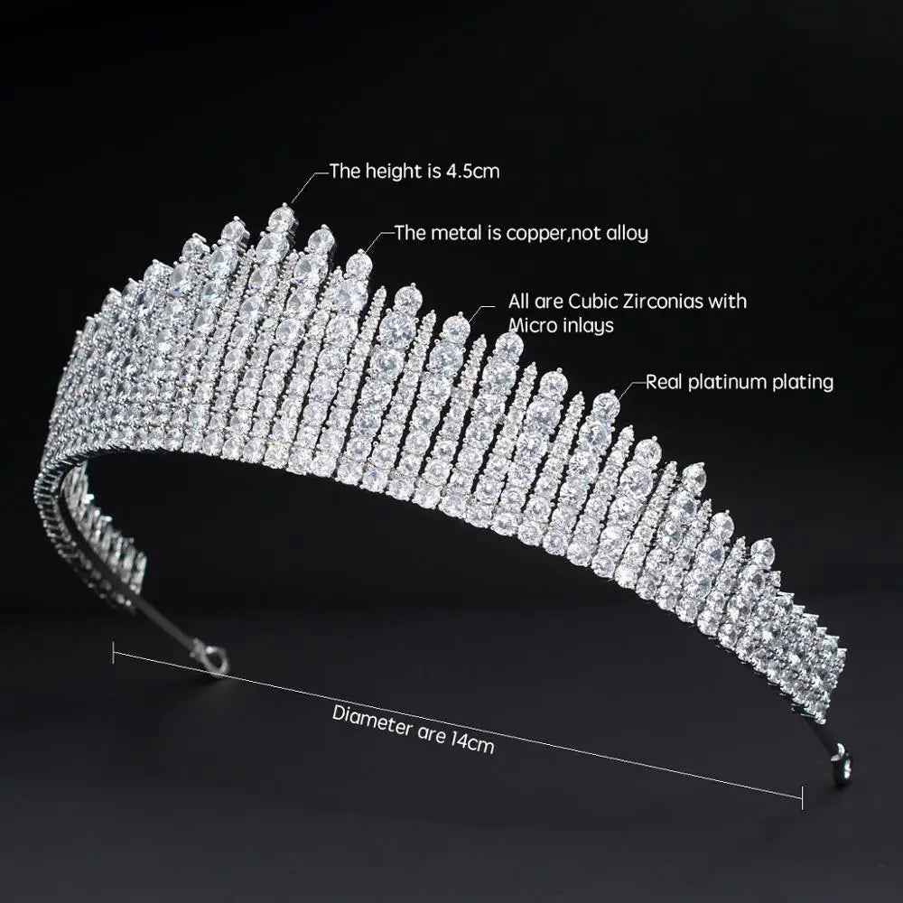 Zirconia Princess Tiara Diadem for Bridal Wedding