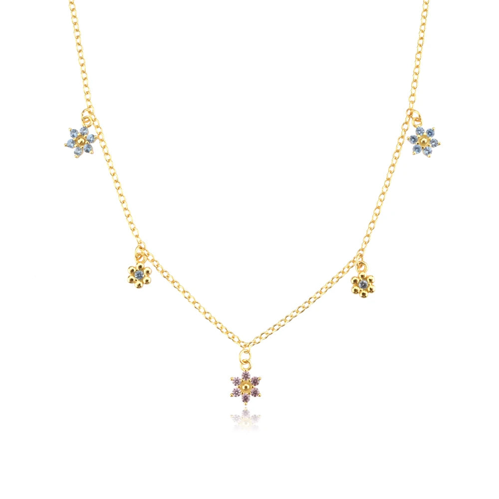 ANDYWEN 925 Sterling Silver Rainbow CZ Beyong Les Petites Saturn Gold Necklace Kids Choker Women Necklace Chain Kids Collection