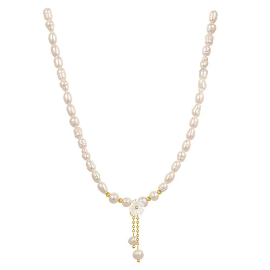 High Quality Trendy Natural Baroque Freshwater Pearl Flower 14K Gold Filled Female Necklace Jewelry