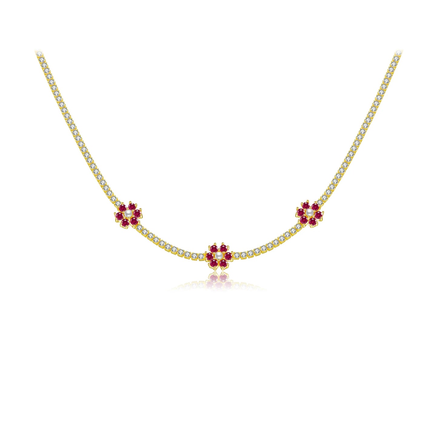 100% 925 Sterling Silver Gold Flower Rainbow  Zircon  Jewelry