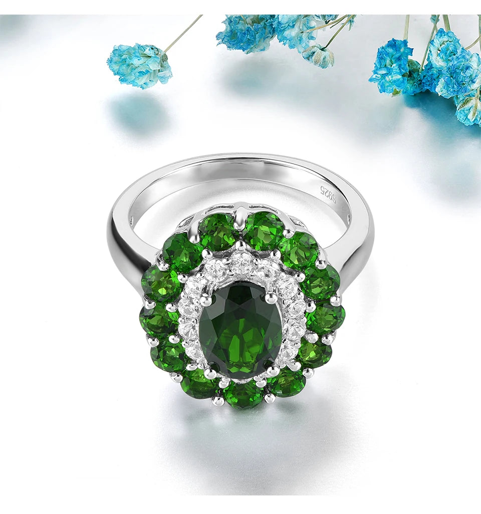 Natural Chrome Diopside Solid Silver