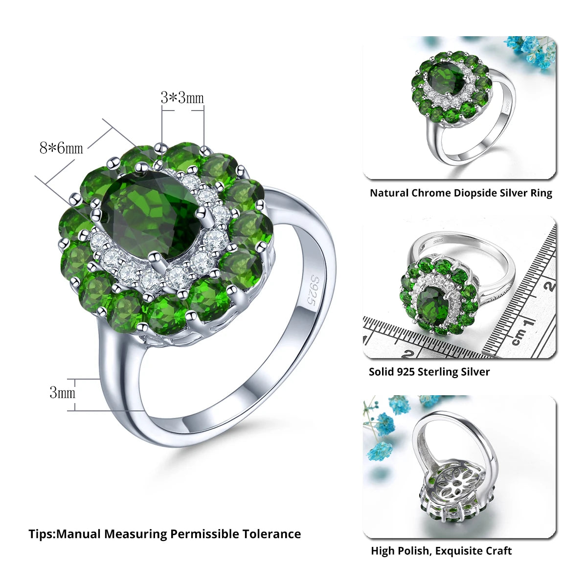 Natural Chrome Diopside Solid Silver