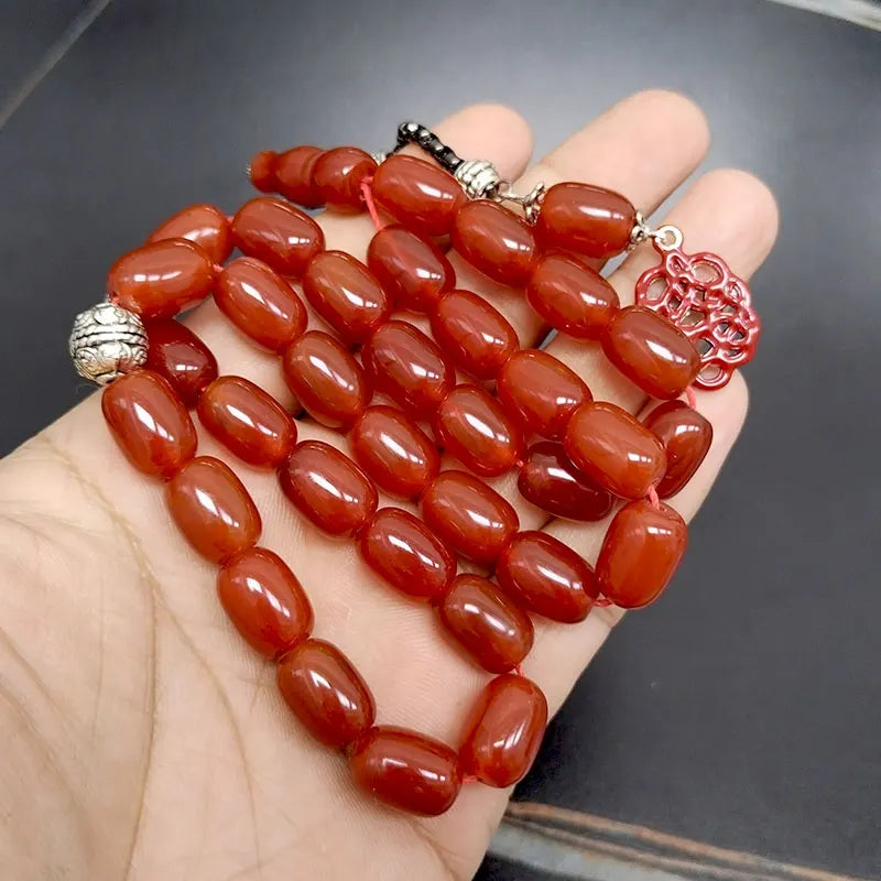 ALBASHAN Tasbih Natural 5A Red Agates with Red pendant Islam Muslim bracelet 33 45 66 51 99 100prayer beads stone Rosary