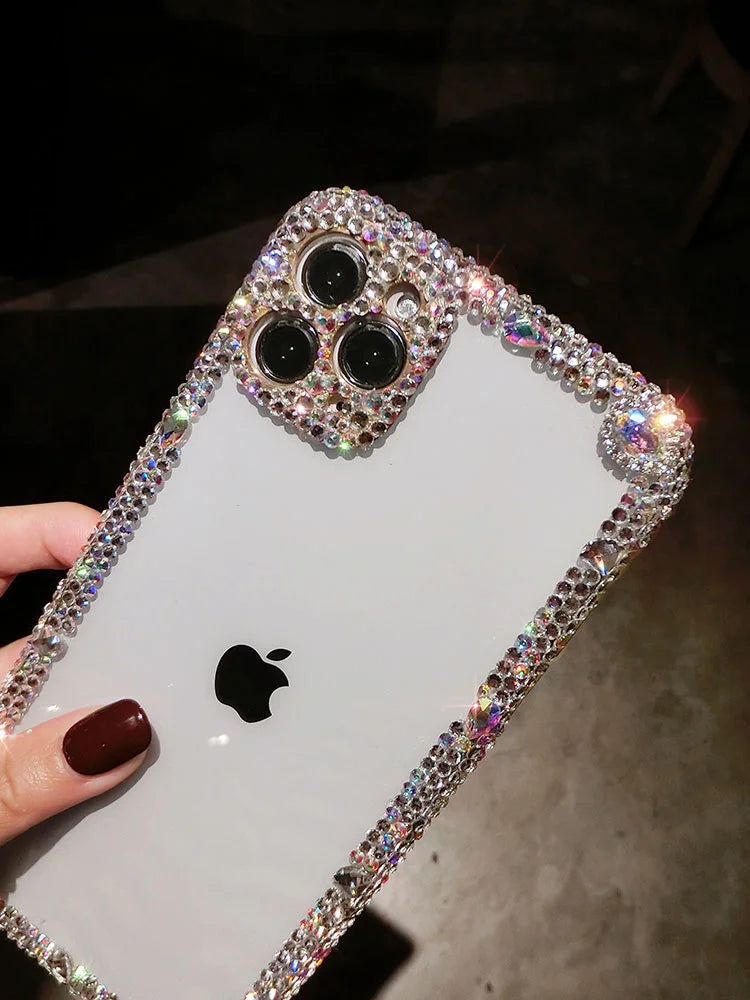 Luxury Rhinestone Glitter Bling Diamond Phone Case For iPhone 14 13 12 11 Pro Max X XS XR 7 8 Plus SE2020 Transparent Cover