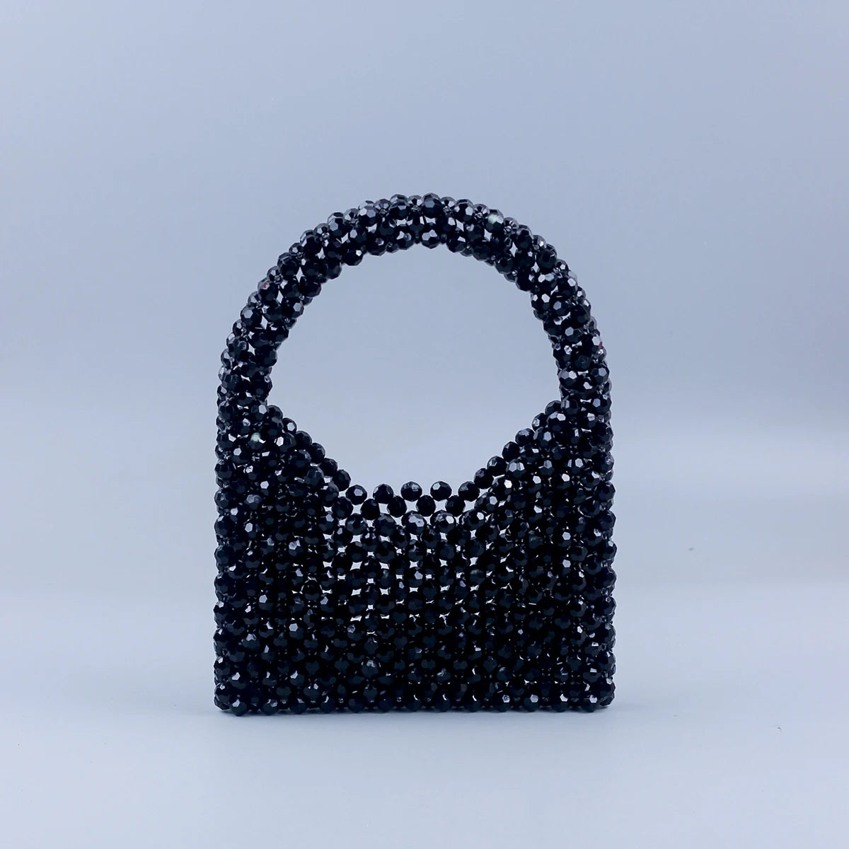 New black corner bead beaded bag with versatile and niche design, portable woven bag