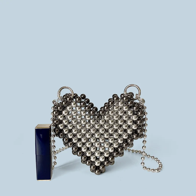 New beaded bag woven accessories small bag crossbody versatile sweet and cool style spicy girl bag mini love mouth red