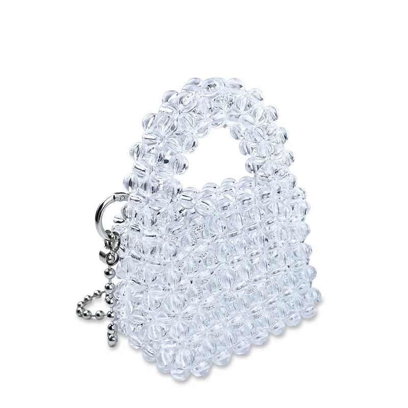 finished crossbody bags retro women's woven bags, niche shiny hollow ins beaded bags