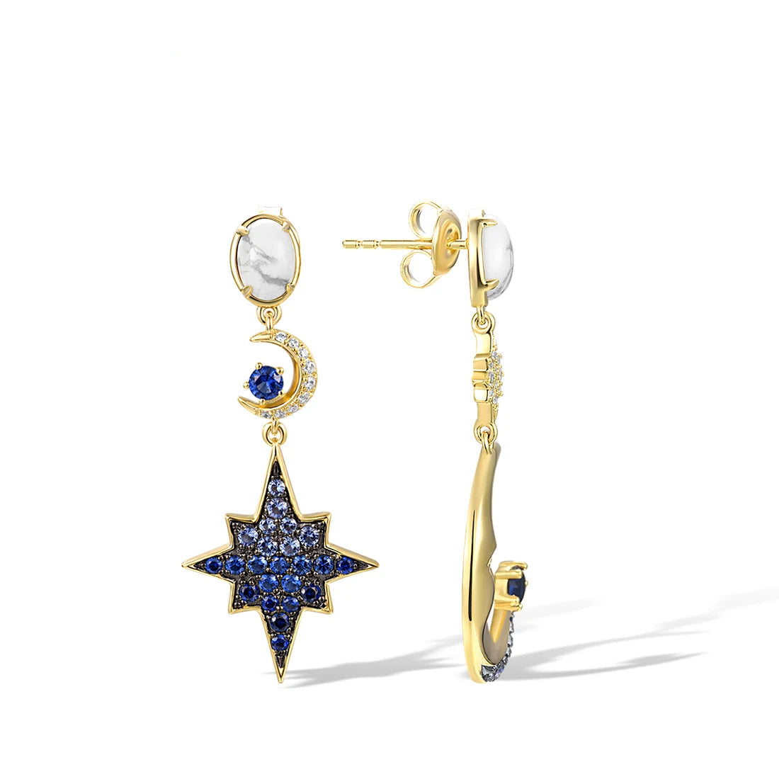 925 Sterling Silver Blue  Star And Moon Jewelry