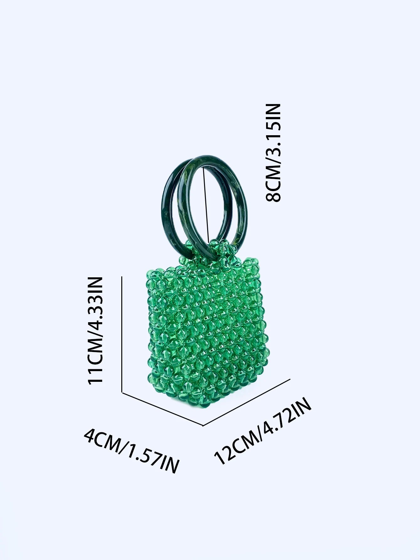 New retro handmade beaded bucket bag for women's spring and autumn woven fashionable green bead circular ring handbag