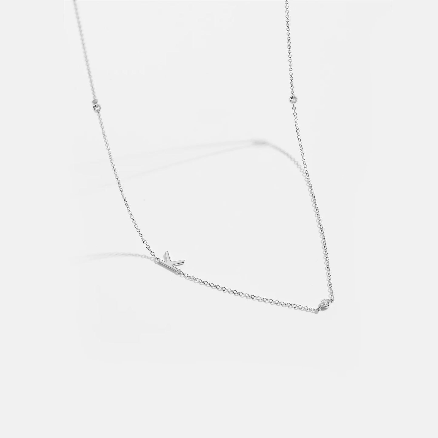 925 Sterling Silver Gold Letter Plain Pendant Necklace 26 Letter