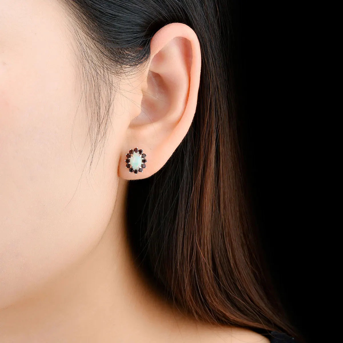 Natural Opal Garnet Sterlig Silver
