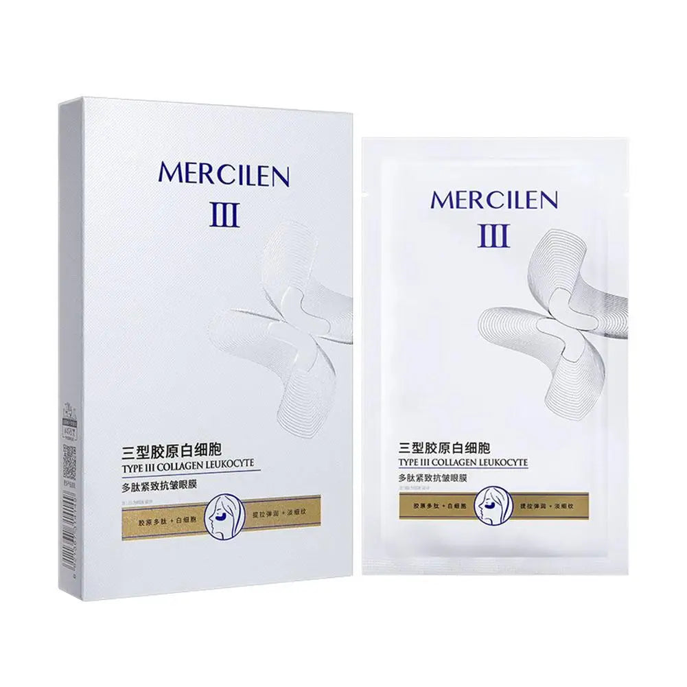 Mercilen Type III Collagen Peptide Firming Eye Mask L-Shape Gel Patches Deep Hydrating Smoothing Fine Lines Daily Eye Skin Care