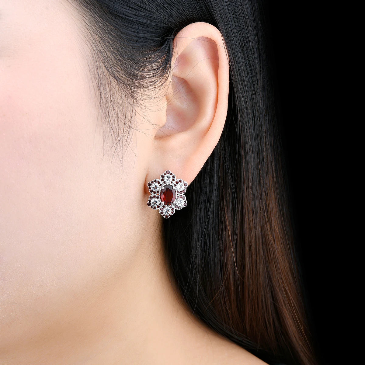 Natural Garnet White Topaz Sterling Silver