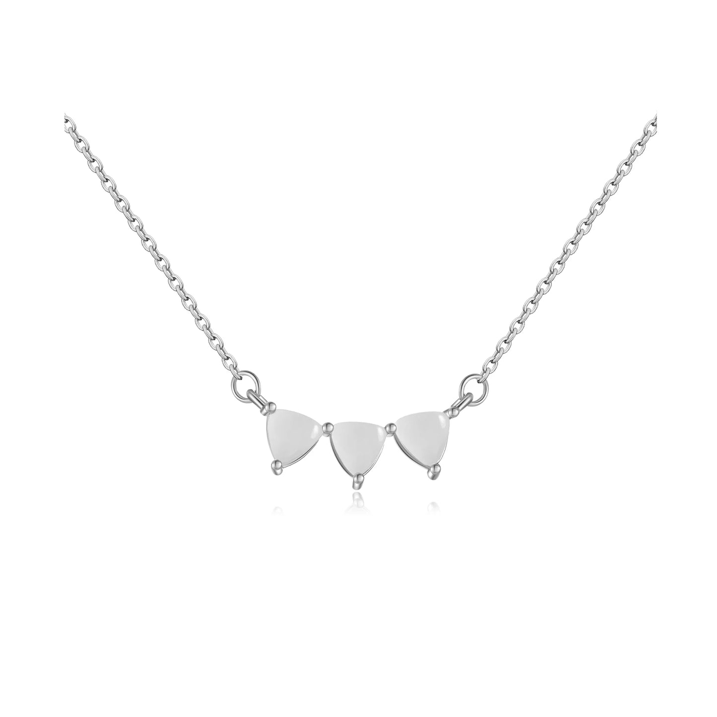 925 Sterling Silver Gold MIlk Three Ovals Line  Necklace Jewelry  Luxury