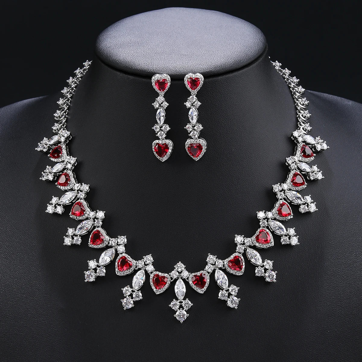 Zirconia Love Heart  Set Jewelry