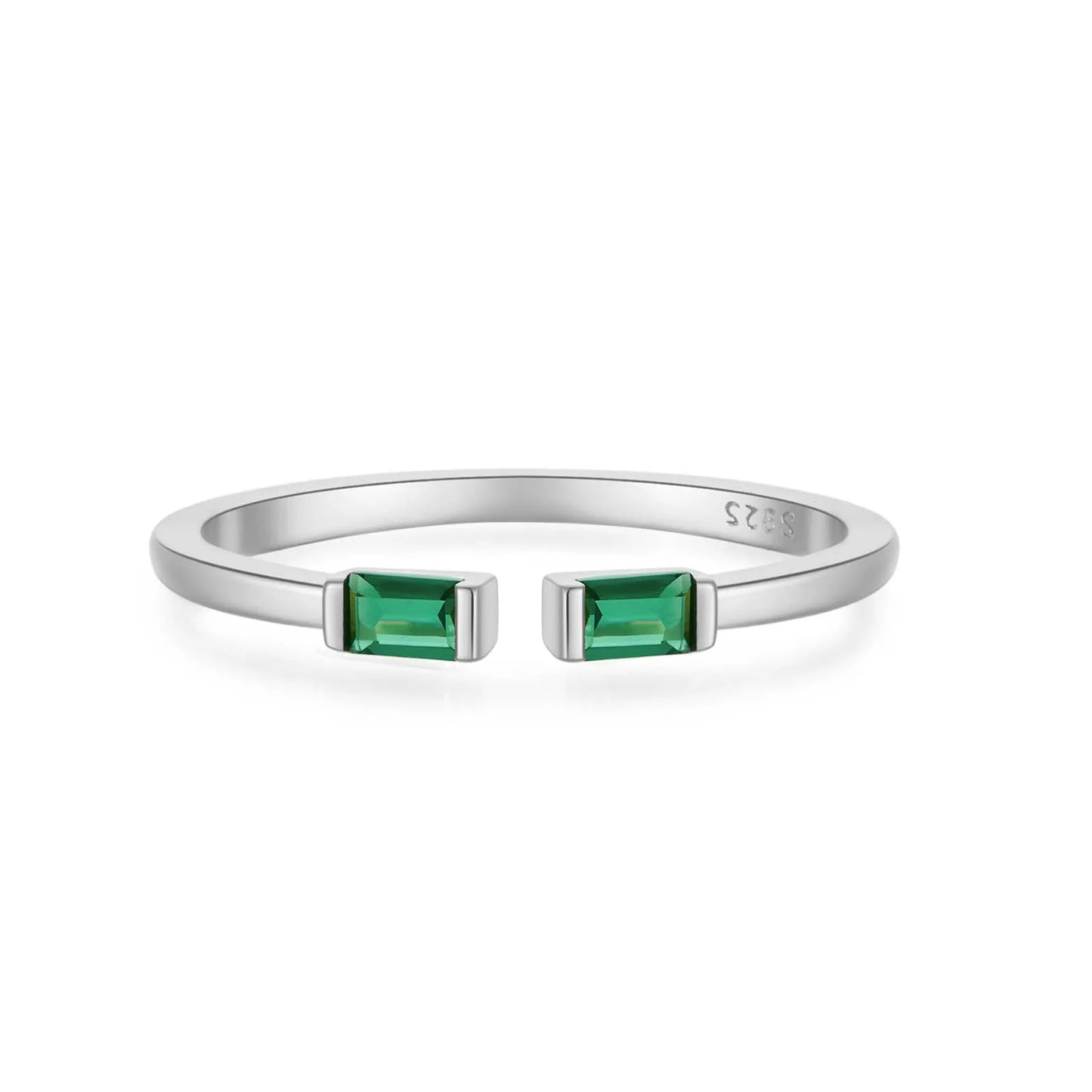 100% 925 Sterling Silver Gold Resizable Ring Green  Adjustable  Silver