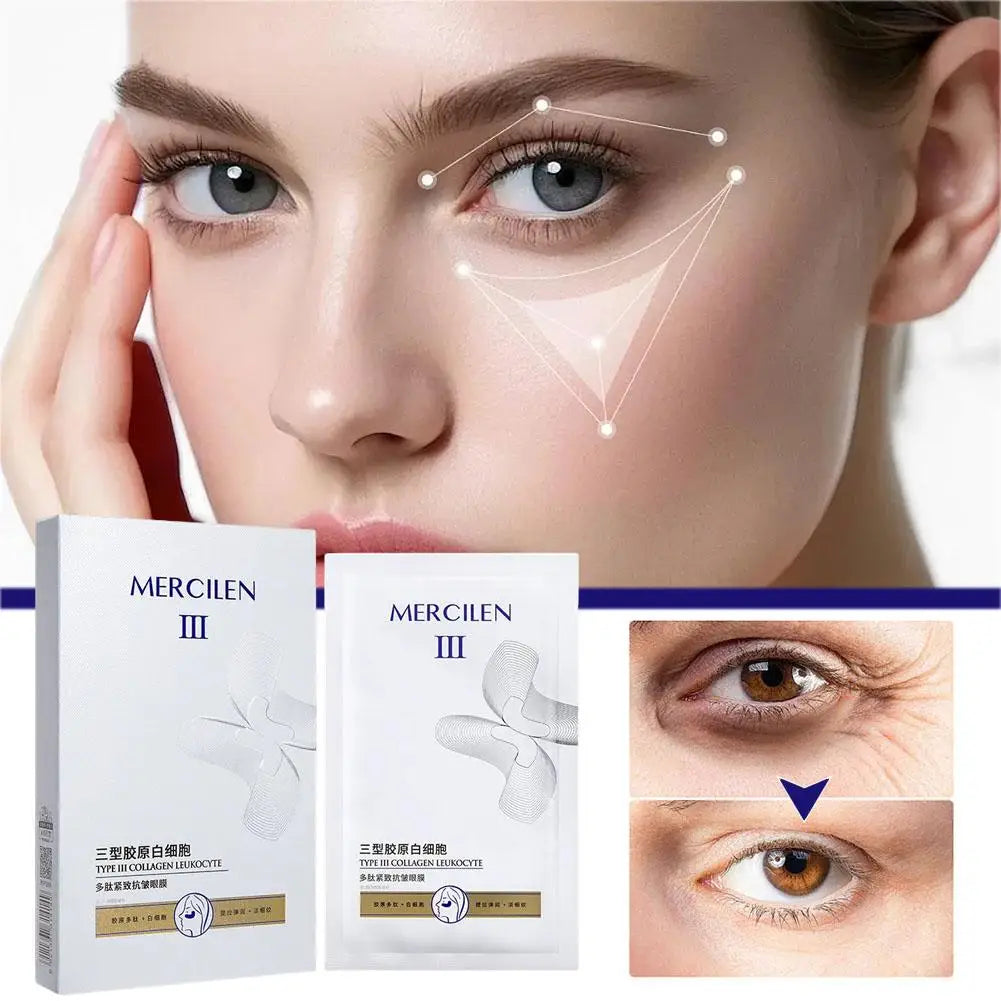 Mercilen Type III Collagen Peptide Firming Eye Mask L-Shape Gel Patches Deep Hydrating Smoothing Fine Lines Daily Eye Skin Care