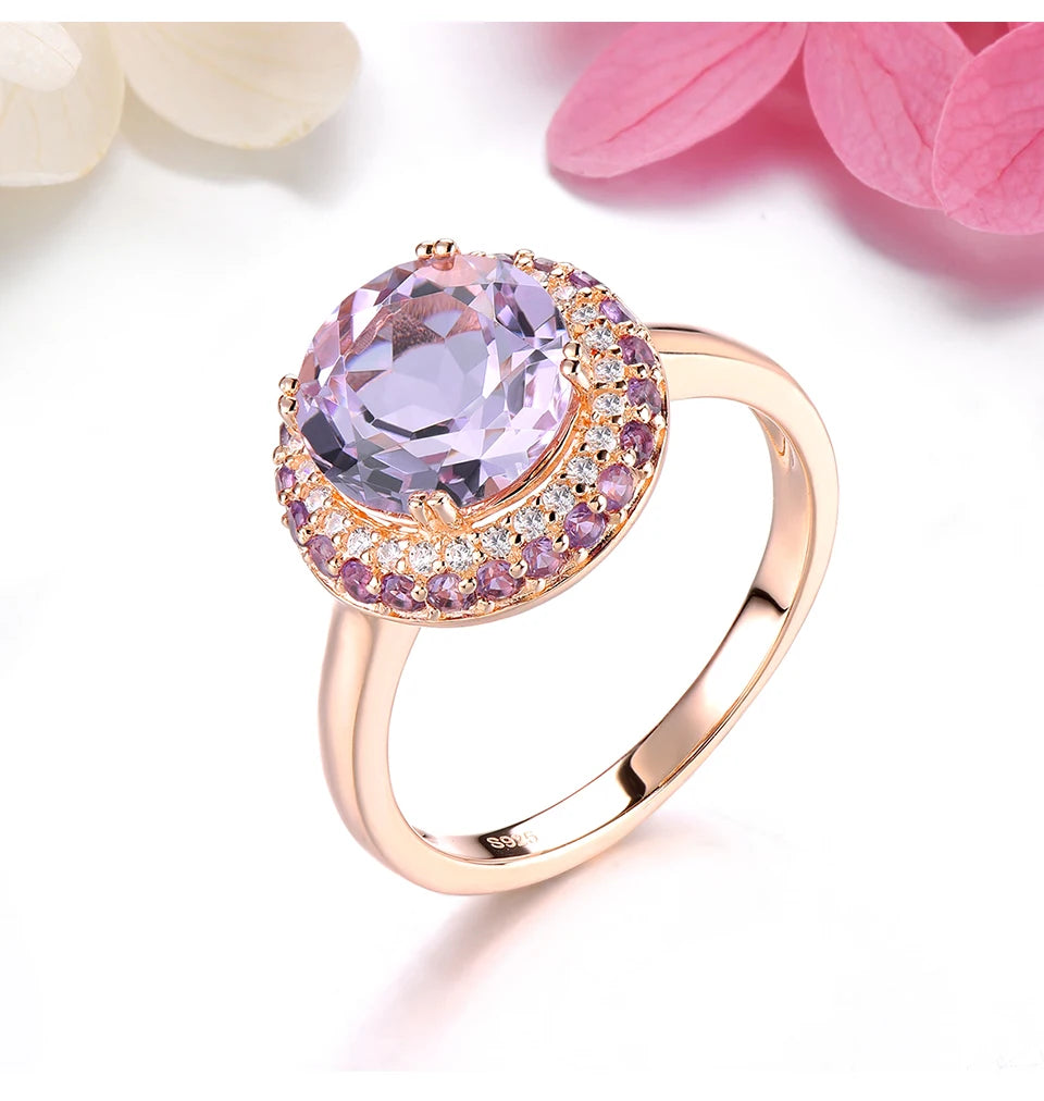 Natural Pink Amethyst Sterling Silver Rose Gold Plated