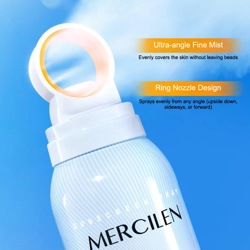 MERCILEN SPF50+ Sunscreen Spray Lightweight Moisturising Non Greasy Water-Resistant UV Sunscreen Spray For Outdoor Daily Use