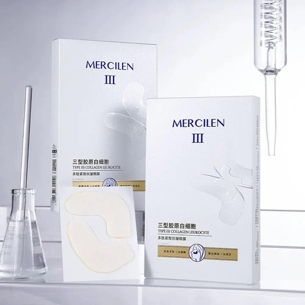 Mercilen Type III Collagen Peptide Firming Eye Mask L-Shape Gel Patches Deep Hydrating Smoothing Fine Lines Daily Eye Skin Care