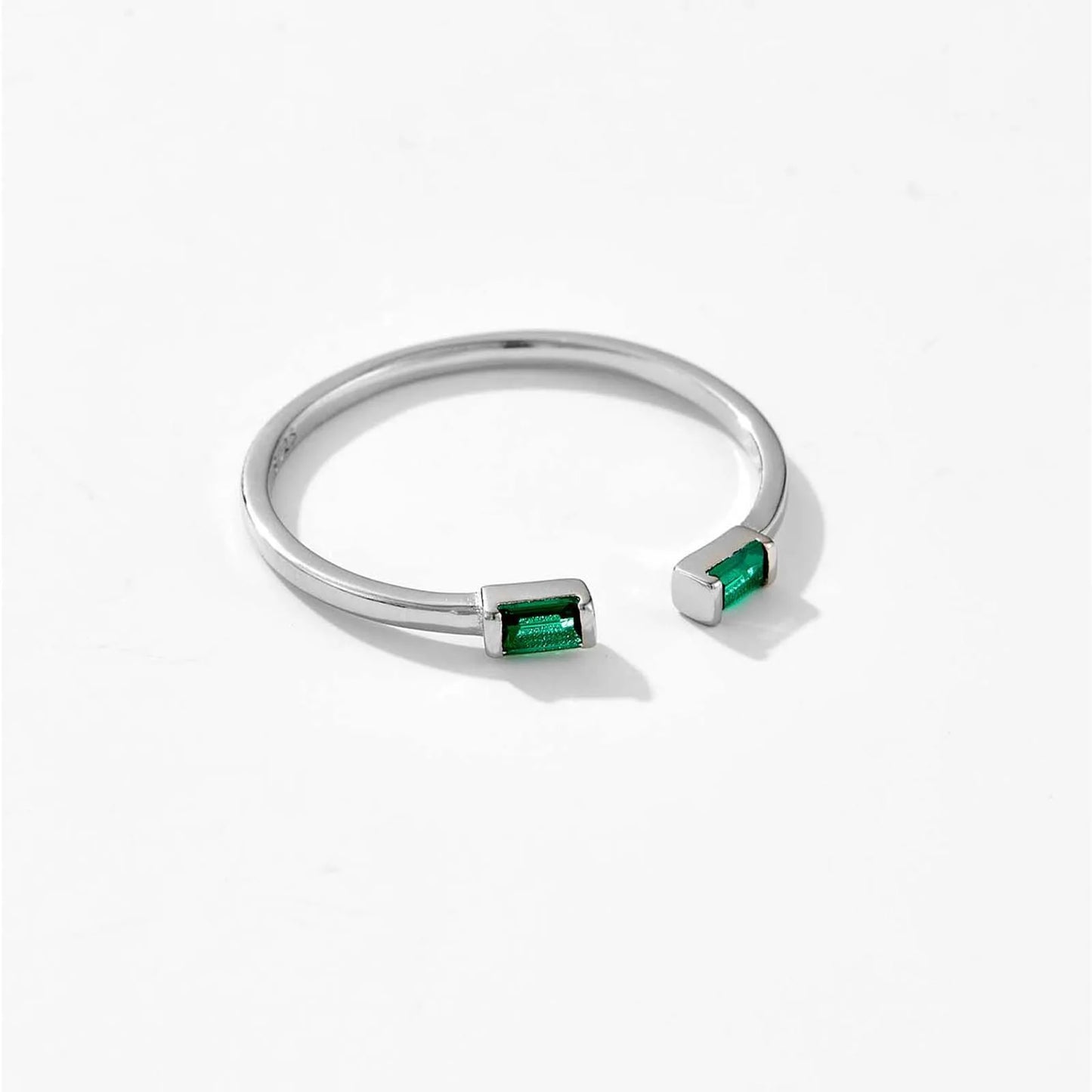 100% 925 Sterling Silver Gold Resizable Ring Green  Adjustable  Silver