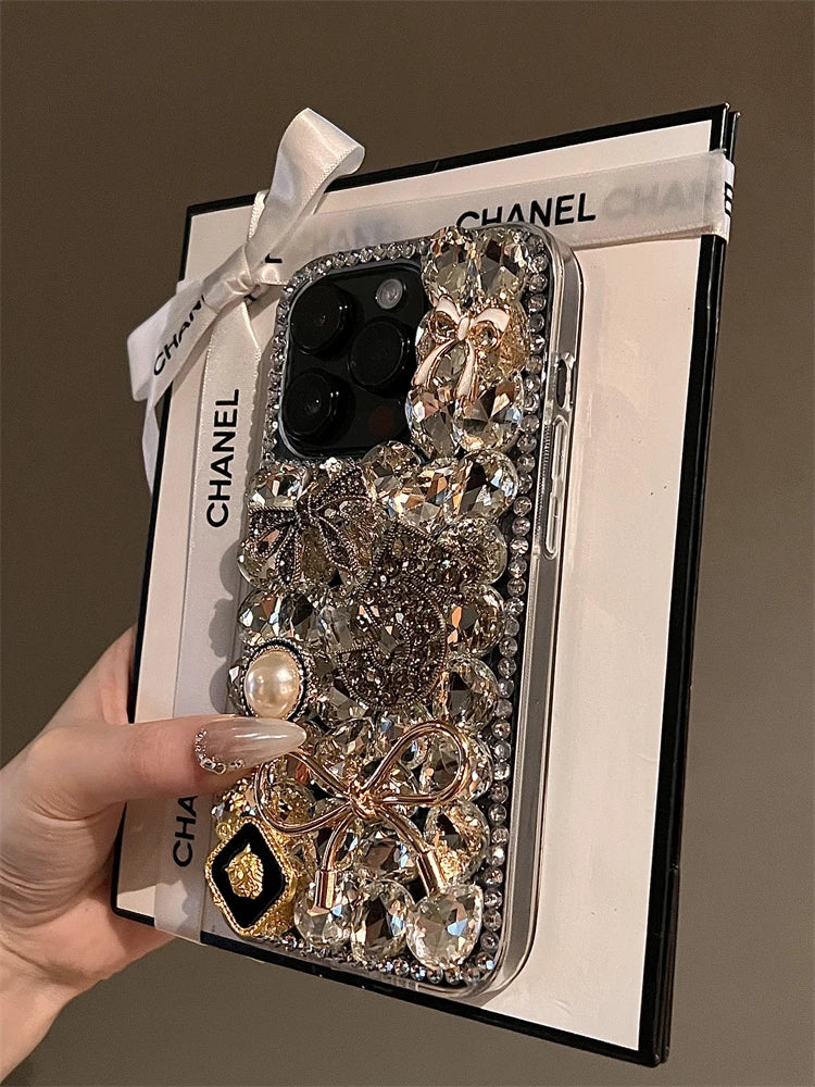 High Quality Luxurious Glitter Phone Case For iPhone 16 15 14 13 12 11 Pro Max Diamond Bling Cover For iPhone 16Pro Rhinestones