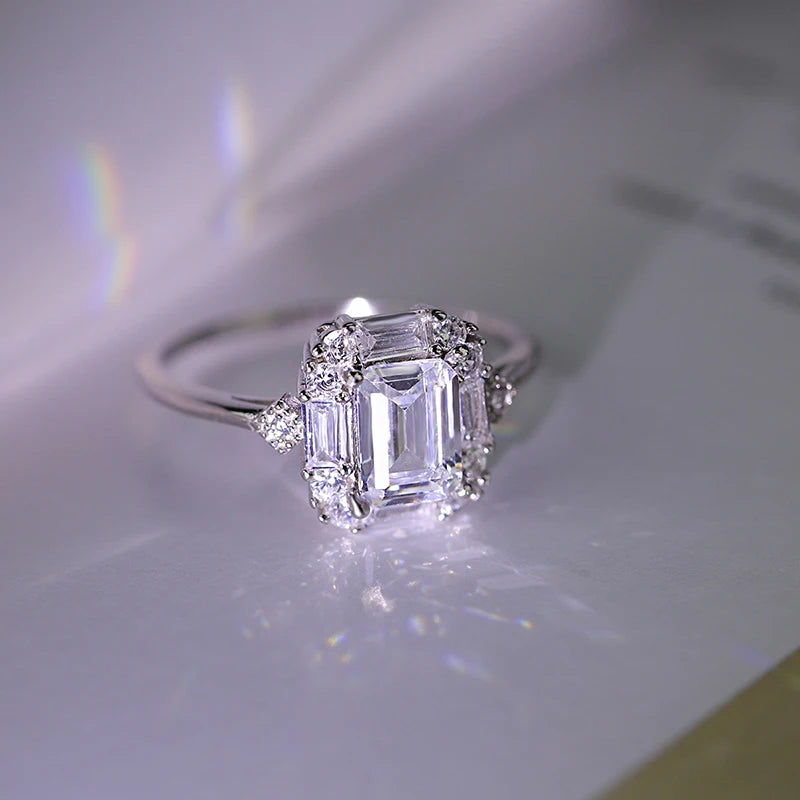 Luxurious S925 Silver  Diamond Ring