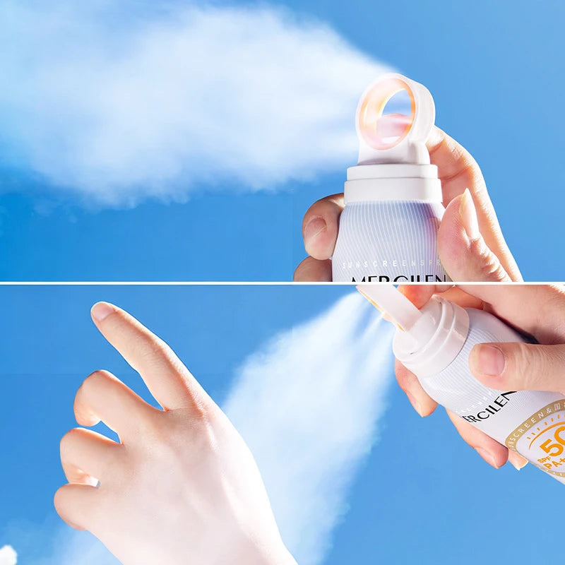 MERCILEN SPF50+ Sunscreen Spray Lightweight Moisturising Non Greasy Water-Resistant UV Sunscreen Spray For Outdoor Daily Use