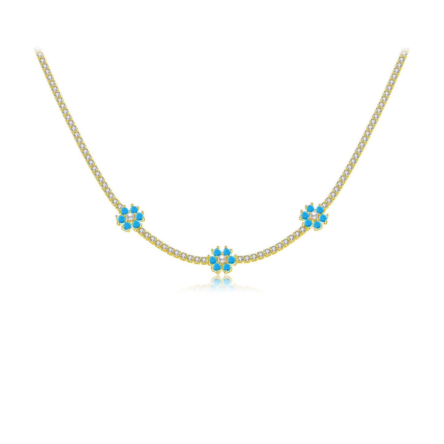 100% 925 Sterling Silver Gold Flower Rainbow  Zircon  Jewelry