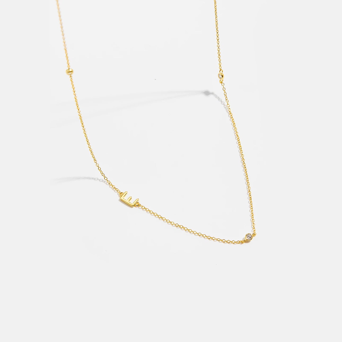 925 Sterling Silver Gold Letter Plain Pendant Necklace 26 Letter