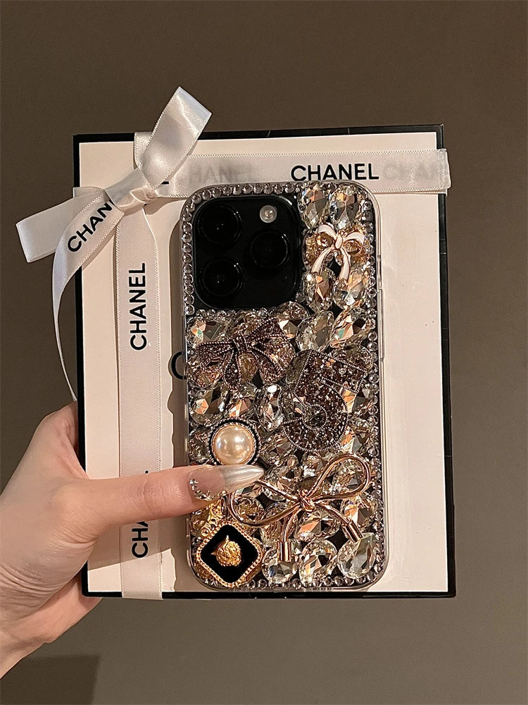 High Quality Luxurious Glitter Phone Case For iPhone 16 15 14 13 12 11 Pro Max Diamond Bling Cover For iPhone 16Pro Rhinestones