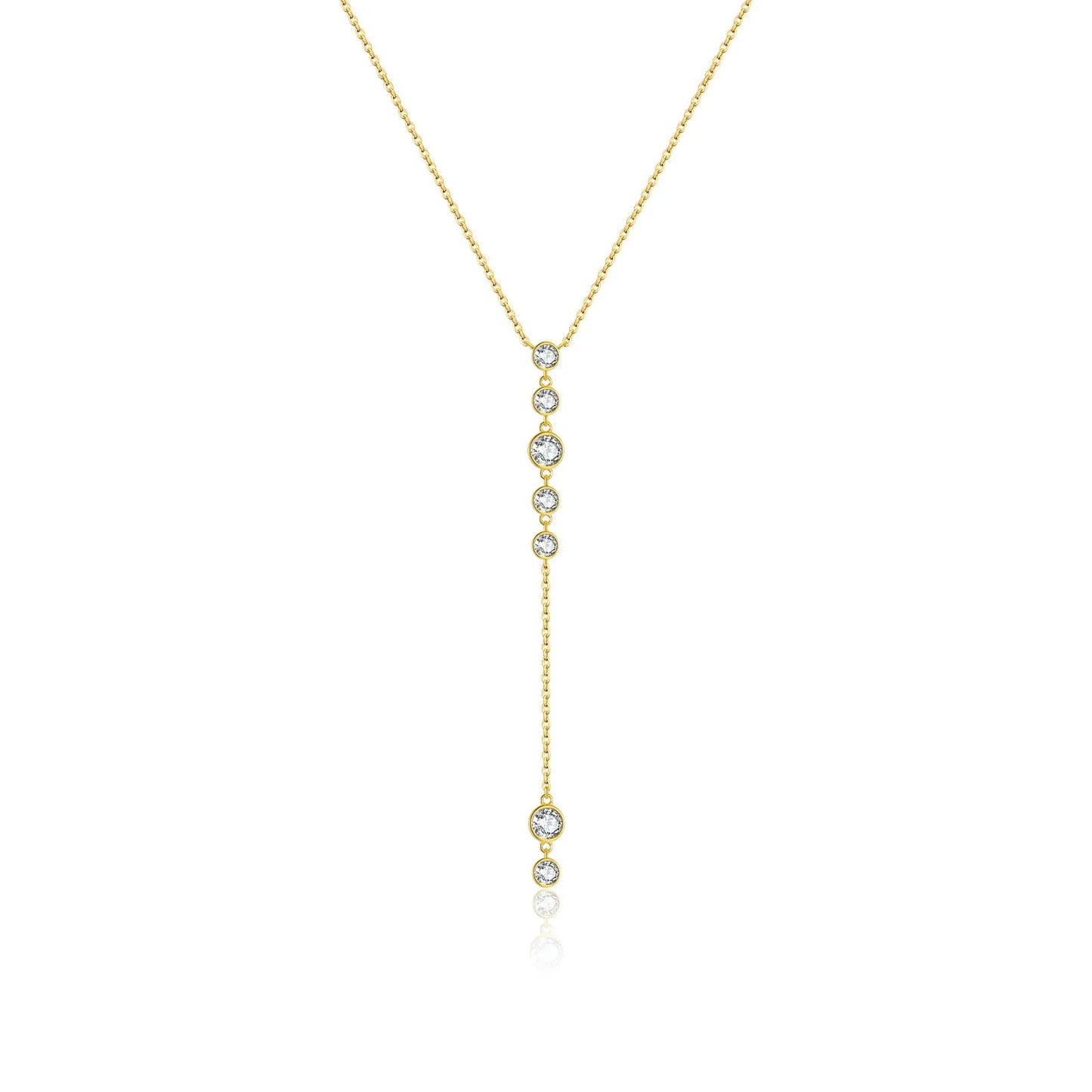 925 Sterling Silver Gold long  Zircon Necklace Luxury