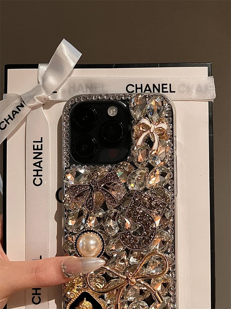 High Quality Luxurious Glitter Phone Case For iPhone 16 15 14 13 12 11 Pro Max Diamond Bling Cover For iPhone 16Pro Rhinestones