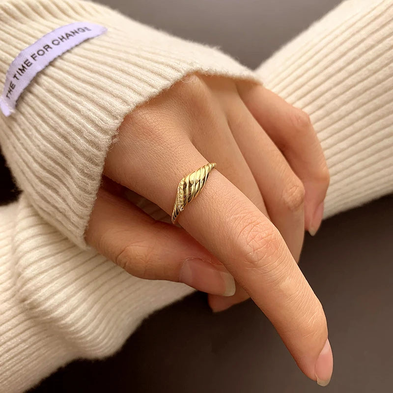 Unique 14K Gold Twisted Rope Cross Diamond Ring for Women Men Authentic S925 Sterling Silver All-in-one Gift Couple Jewelry
