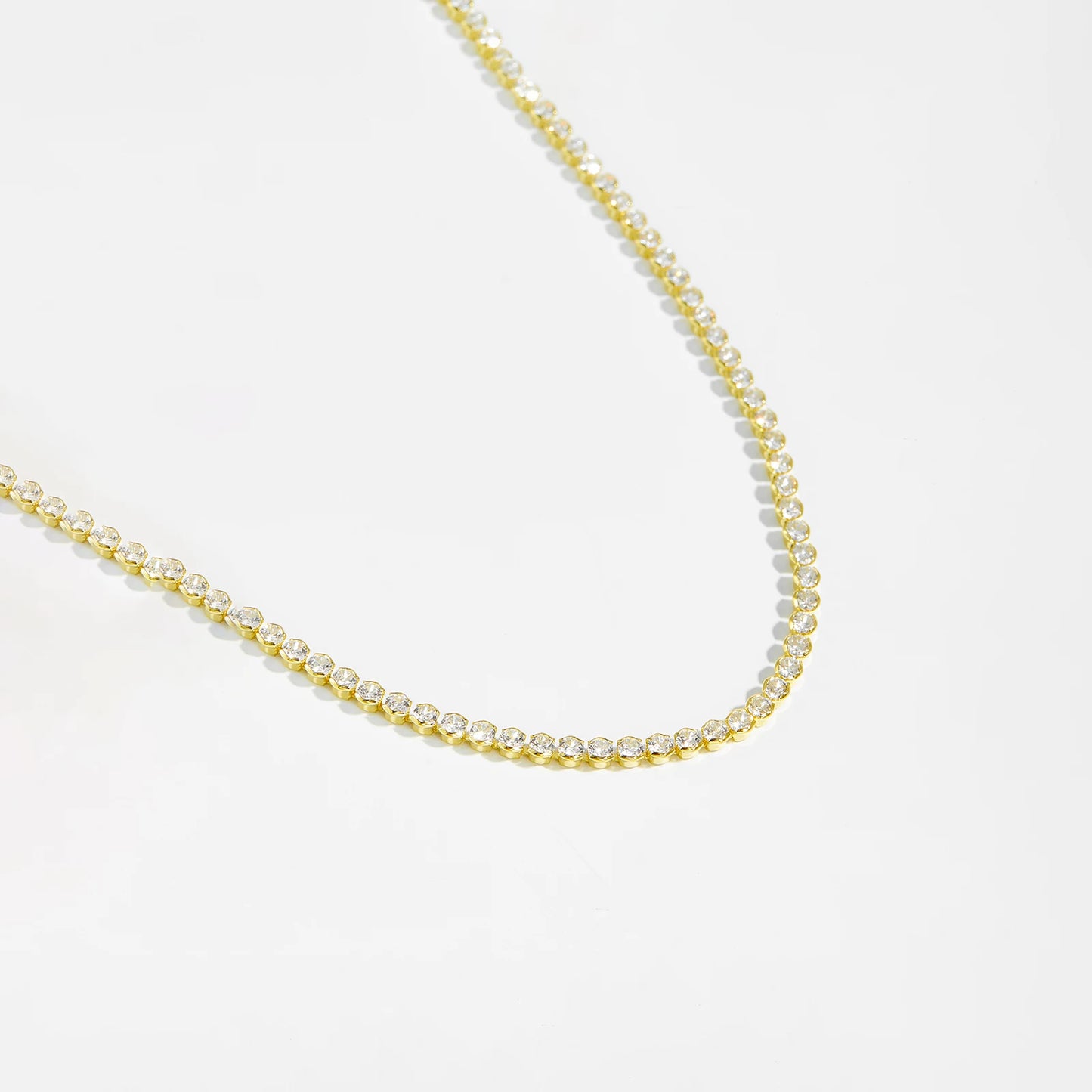 925 Sterling Silver Gold ZirconNecklace  Luxury Jewelry Special Chain Soft Jewel