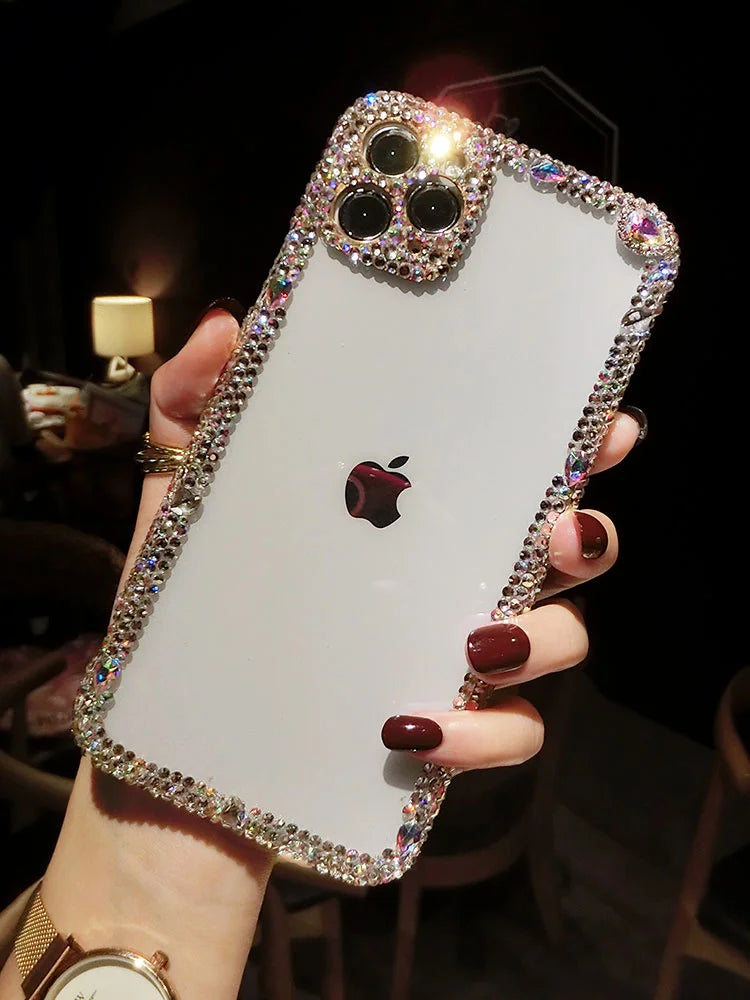 Luxury Rhinestone Glitter Bling Diamond Phone Case For iPhone 14 13 12 11 Pro Max X XS XR 7 8 Plus SE2020 Transparent Cover