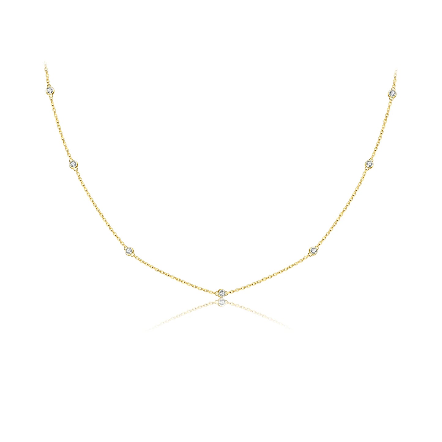 925 Sterling Silver Gold Round  Zircon Classic Jewelry