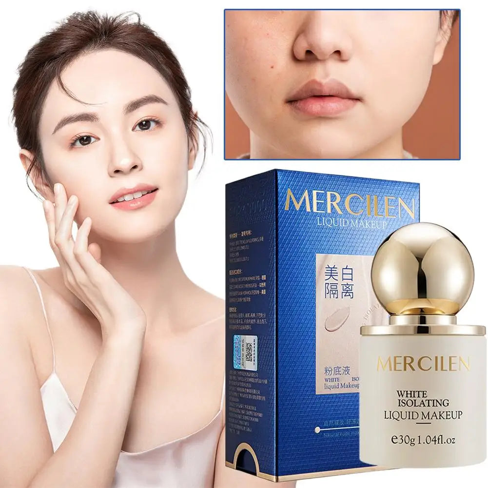 30G 1/2PCS Mercilen Waterproof Liquid Foundation BB Cream Matte Base Primer Moisturizing Concealer Isolation Contour Face Makeup